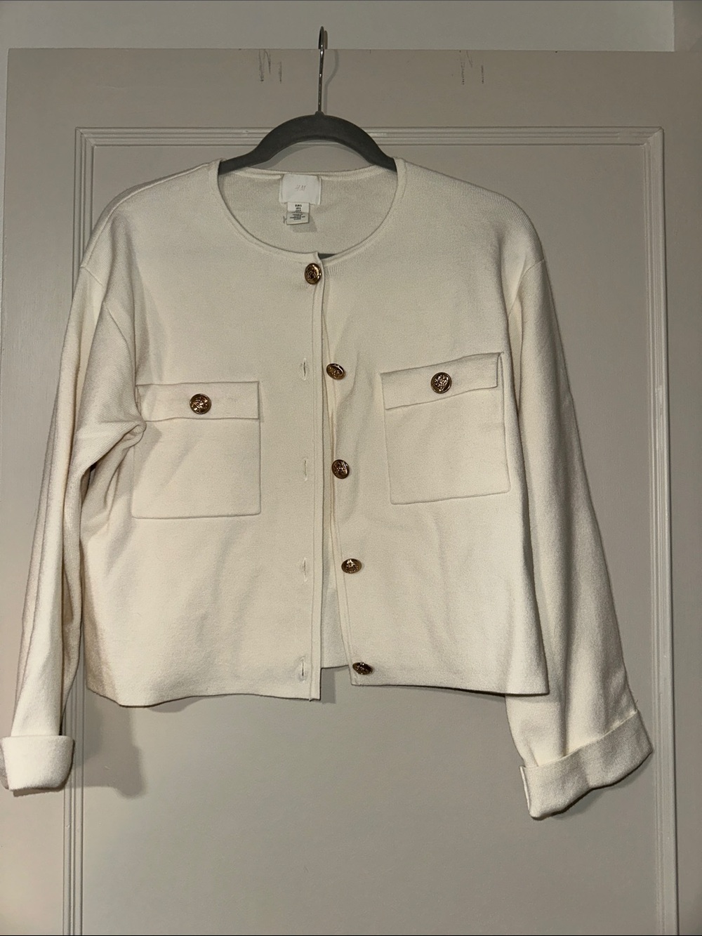 H&M Cream Button-Front Boxy Jacket
